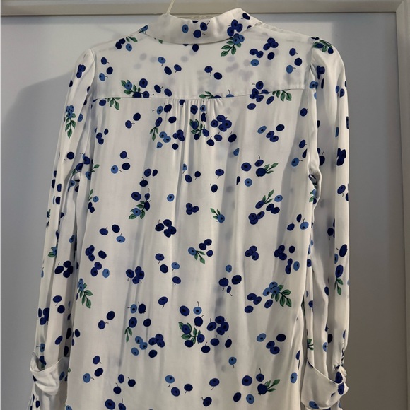 Anthropologie Blue and Green Floral Button-Down Shirt - Picture 2 of 4